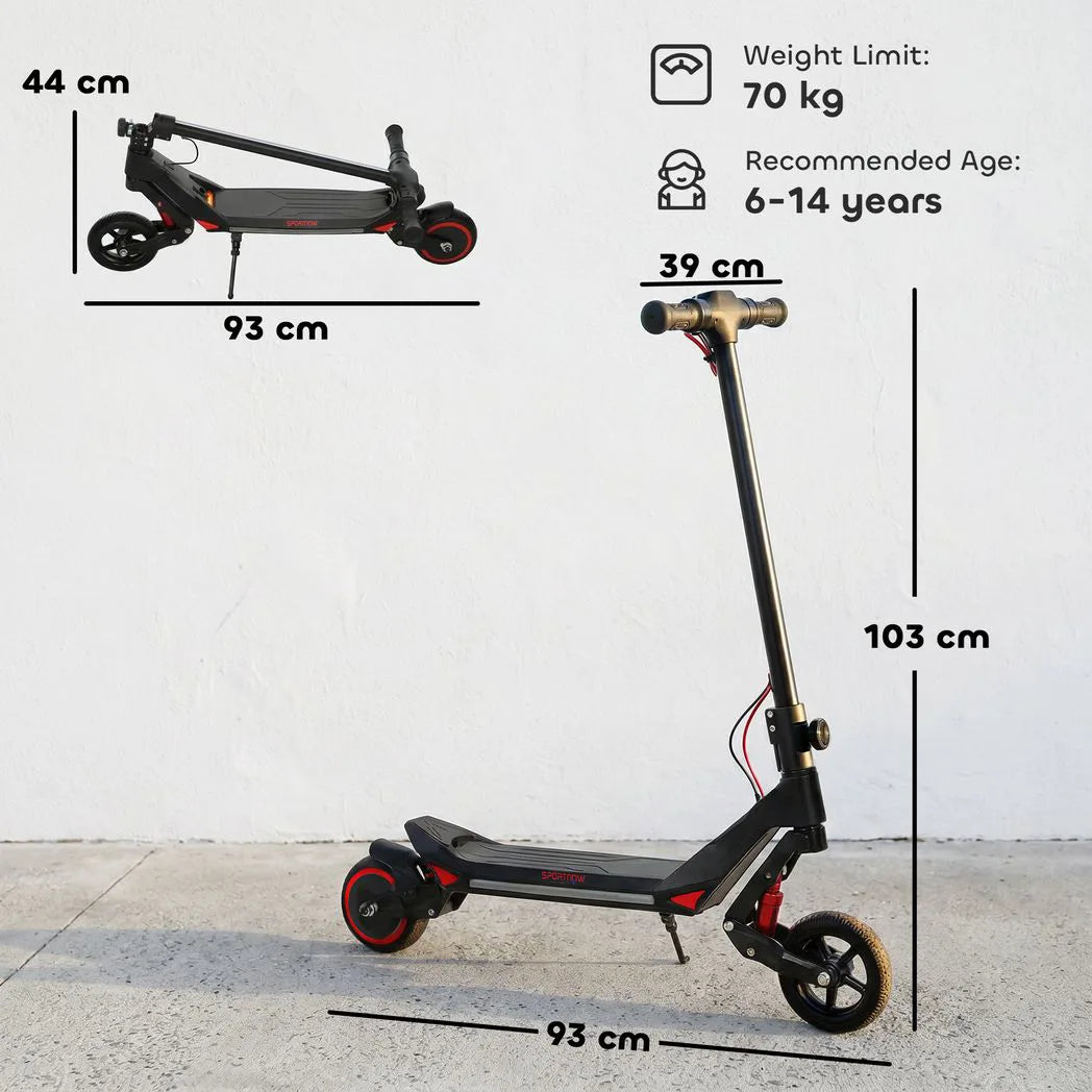 SPORTNOW Kids Electric Scooter with LED Display & RGB Lights – Foldable E-Scooter, Up to 16km/h, Black