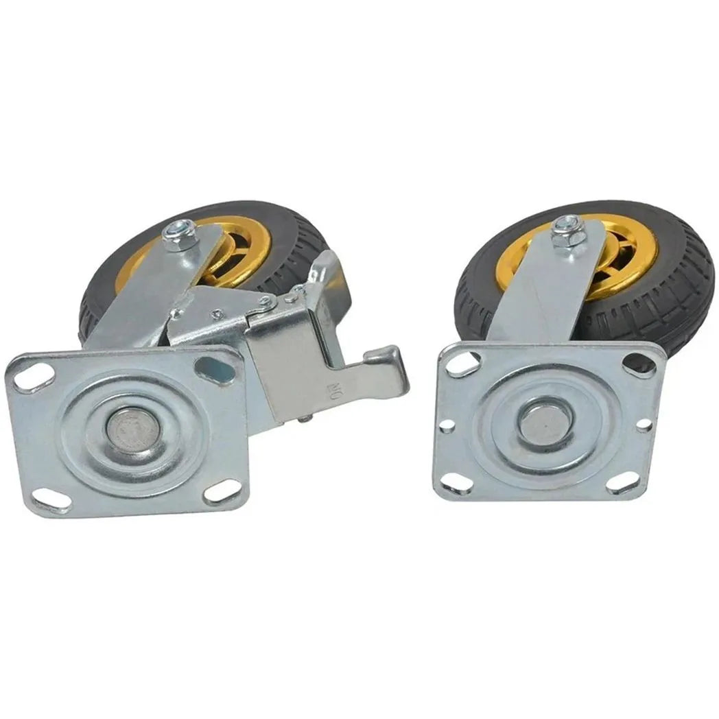 Heavy Duty Swivel Castor Wheels, Set of 4 – 150mm Rubber, 750kg Load, 2 with Brakes