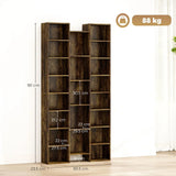 HOMCOM 21-Compartment Tall Bookshelf with 10 Adjustable Shelves and Anti-Tipping Hardware – Brown