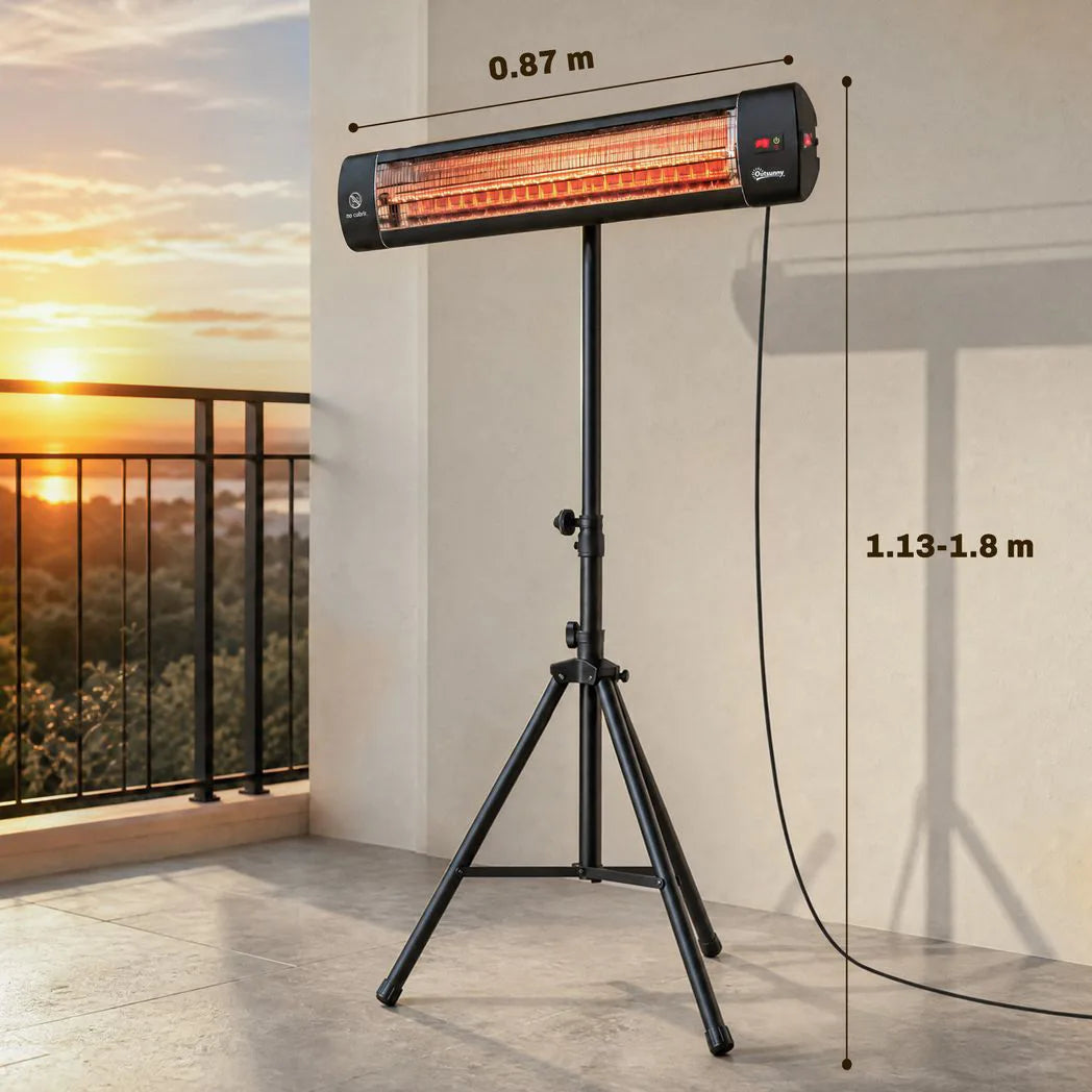 Outsunny 2500W Electric Infrared Patio Heater with Tripod, 3 Heat Settings & 24H Timer – IP65 Outdoor Garden Heater, Black