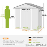 Outsunny 6.5 x 3.5ft Galvanised Metal Garden Shed with Double Doors and Vents, Green