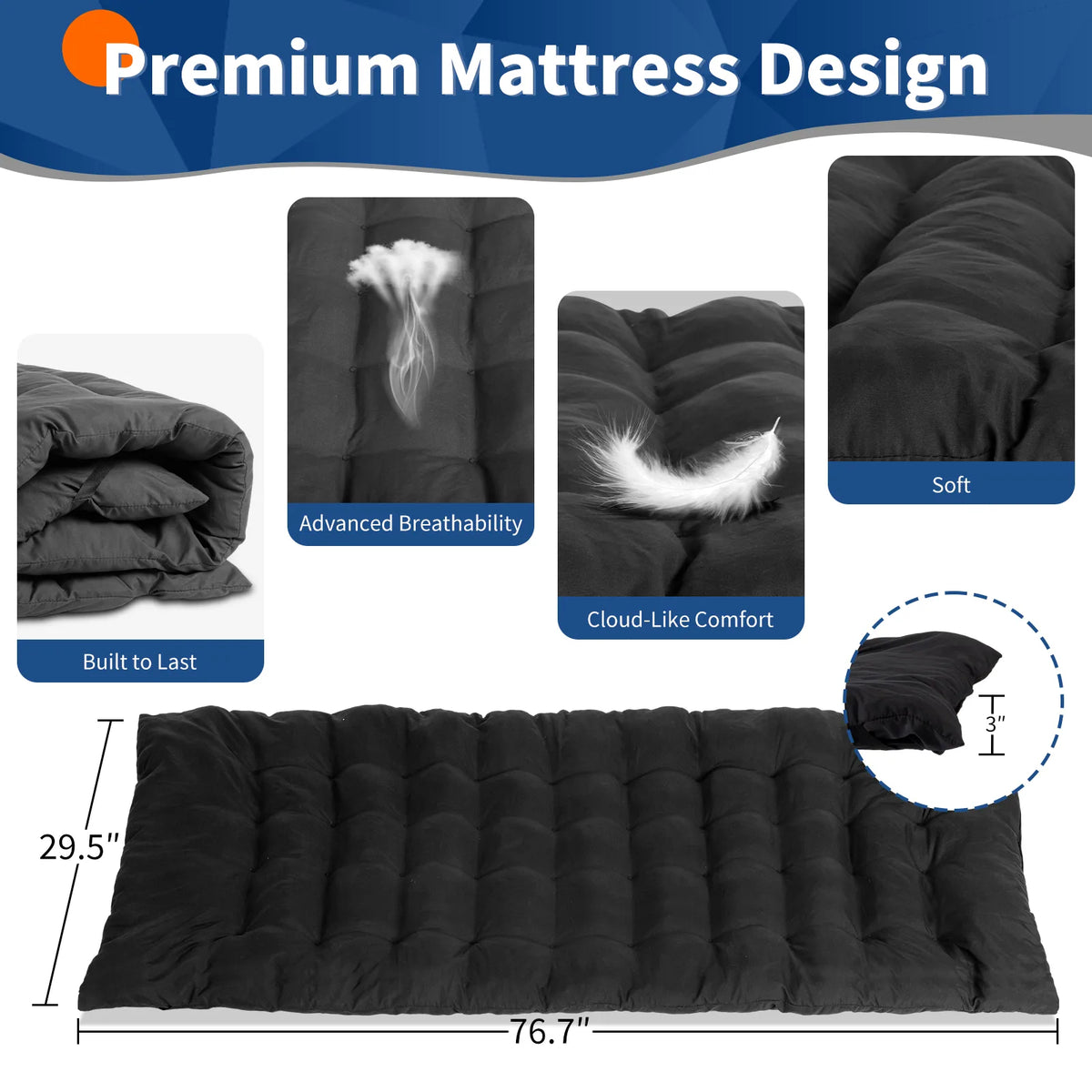 Folding Camping Cot Bed with Soft Mattress Pad – Portable Adult Sleeping Bed for Tent, Office Nap and Travel
