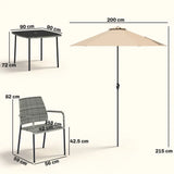 Outsunny 6-Piece Rattan Garden Dining Set with Parasol – Square Table with Tempered Glass Top and 4 Stackable Armchairs
