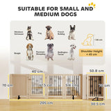PawHut 4 Panel Freestanding Dog Gate with Lockable Door and Support Feet – Foldable Indoor Barrier, Oak