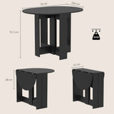 HOMCOM Folding Drop-Leaf Dining Table with 2 Foldable Leaves – Space-Saving Kitchen Table, Black