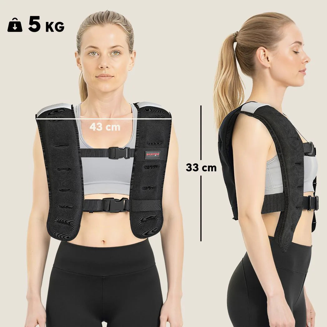 SPORTNOW 5kg Weighted Vest with Adjustable Straps & Reflective Strips – Running & Training Weight Vest, Black