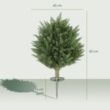 HOMCOM 60 cm Artificial Cypress Tree with Ground Stake, Set of 2 Artificial Plants for Indoor & Outdoor