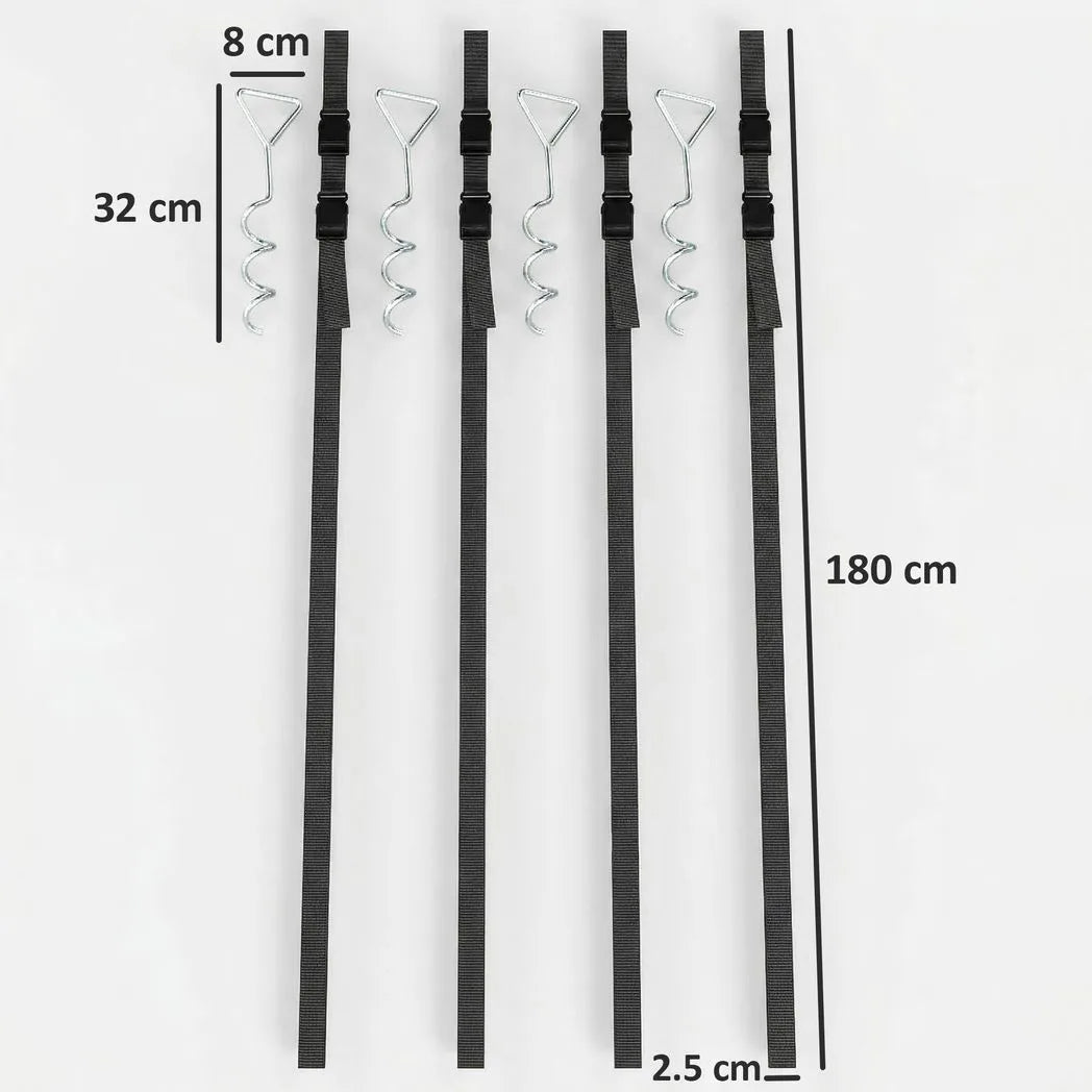 SPORTNOW Trampoline Anchor Kit with 4 Galvanised Steel Spiral Stakes & Adjustable Straps – 32cm Ground Anchors