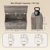 HOMCOM 100L Storage Box with Safety Hinge – Seat Top Storage Chest and Bench, Grey Wood-Effect