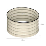 Outsunny Set of 2 Galvanised Raised Garden Beds with Safety Edging – Open-Bottom Planters, Cream White