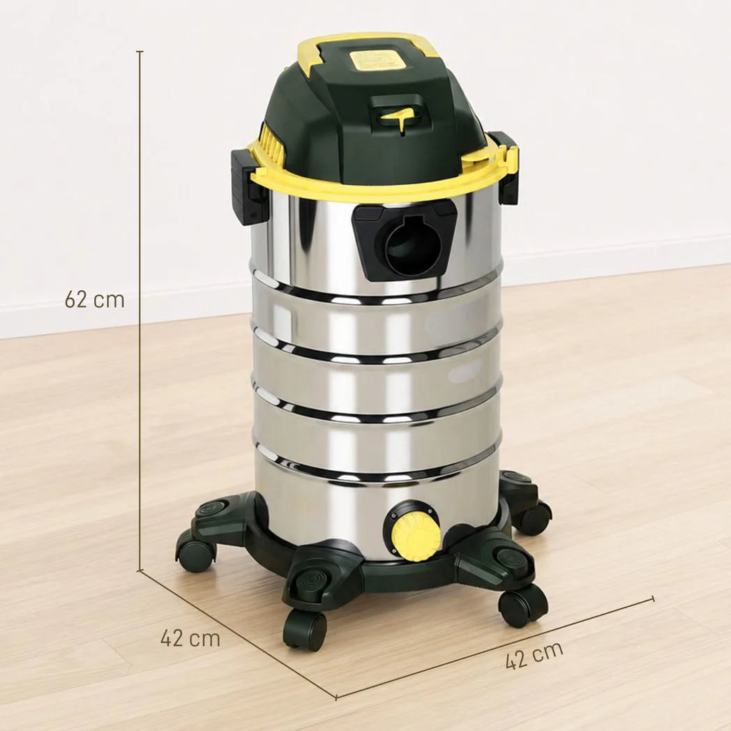 HOMCOM 1400W Wet and Dry Vacuum Cleaner with Blower Mode, 30L Stainless Steel Tank, 5-Layer Filter – Yellow