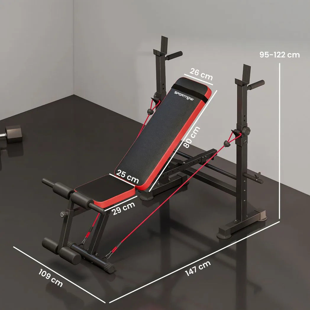 SPORTNOW Adjustable Weight Bench with Squat Rack & Dip Stand – Foldable Home Gym Bench, 420kg Capacity