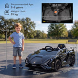 HOMCOM Licensed Lamborghini Sian 12V Kids Electric Ride-On Car with Dual Motors, Remote Control & Music – Black