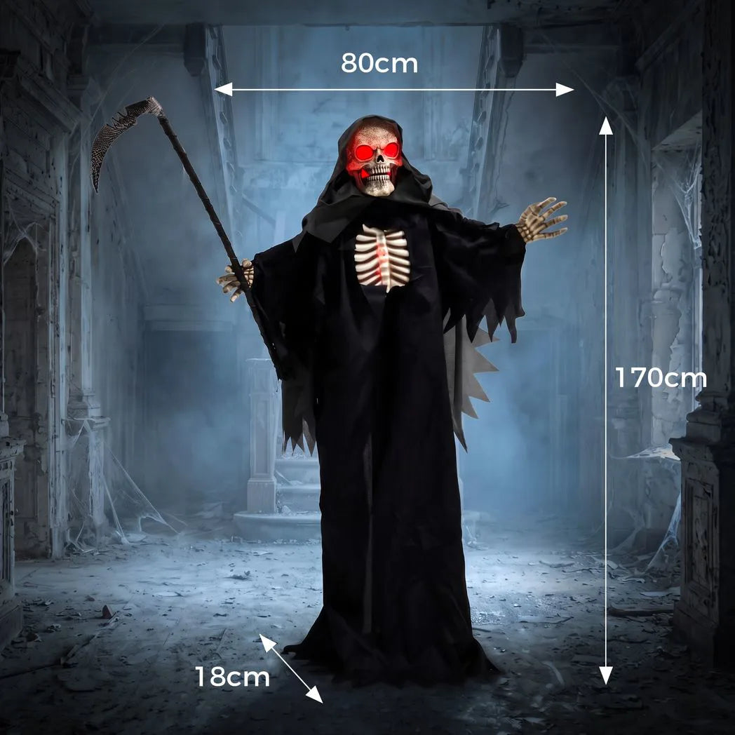 HOMCOM 170cm Life Size Animated Grim Reaper Halloween Decoration