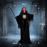 HOMCOM 170cm Life Size Animated Grim Reaper Halloween Decoration