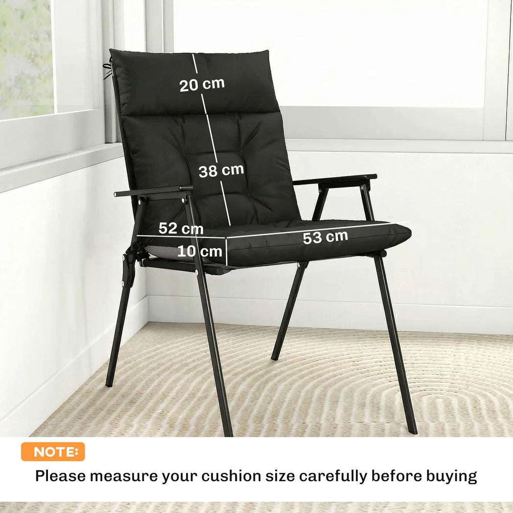 Outsunny Set of 4 Waterproof Non-Slip Patio Chair Cushions with Headrest, 112 x 53 cm, Black