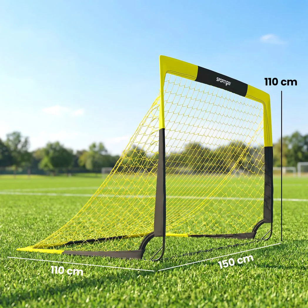 SPORTNOW Set of 2 Pop Up Football Goals with Carry Bag & 8 Ground Stakes – Portable Folding Garden Football Nets