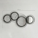 HOMCOM Metal Wall Art 56cm Modern Decorative Mirror Decor for Living Room Bedroom Dining Room, Black