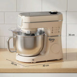 HOMCOM 6L 1400W Tilt-Head Stand Mixer with 11 Speeds, Pulse and Fermentation Function – LED Display, Cream