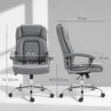 HOMCOM Big and Tall Office Chair with Spring Cushion, 180kg Capacity – Padded Headrest PU Leather Desk Chair, Grey