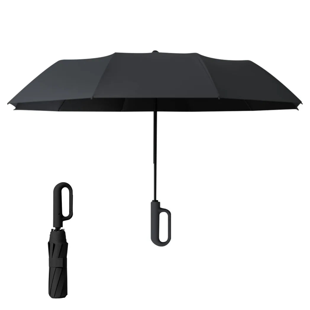 Windproof Automatic Folding Umbrella, 105 cm Canopy, 30 Reinforced Ribs, Ring Handle