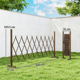Outsunny Expanding Trellis Fence – Freestanding Foldable Garden Screen Panel, 250 x 103.5cm, Dark Brown