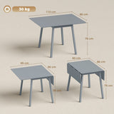 HOMCOM Solid Wood Folding Dining Table, Drop Leaf Rectangle Kitchen Table for 2–4 People with Angled Legs