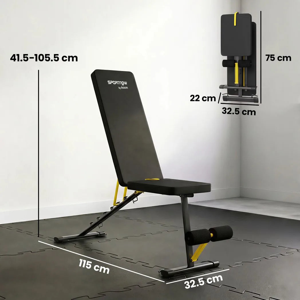 SPORTNOW Adjustable Weight Bench with 7 Backrest Positions & Resistance Bands – 300kg Foldable Incline Decline Bench