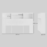 HOMCOM King-Size Freestanding Headboard with 4 Open Storage Compartments – Bedroom Bed Headboard, White