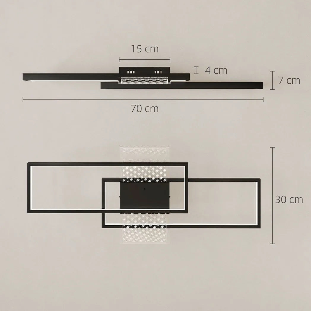 HOMCOM LED Ceiling Light, Modern Dimmable Ceiling Light with Wall Switch & Remote Control