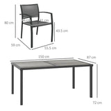 Outsunny Five-Piece Outdoor Dining Set with Wood-Effect Table and 4 Stackable Chairs – Garden Furniture, Grey