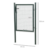 HOMCOM Green Steel Garden Gate with Lock and 3 Keys, 97 x 150 cm – Secure Fence Gate with Handle