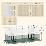 PawHut Small Animal Playpen with Waterproof Mat, 34-Panel DIY Metal Pet Fence – Indoor and Outdoor