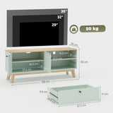 HOMCOM TV Stand for TVs up to 36 Inch with 2 Doors, Drawer and Adjustable Shelf – Mid-Century Media Unit, Light Green