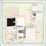 AIYAPLAY 3-in-1 Kids Table and Chair Set with Storage, Whiteboard and Blackboard – Ages 3-8, White