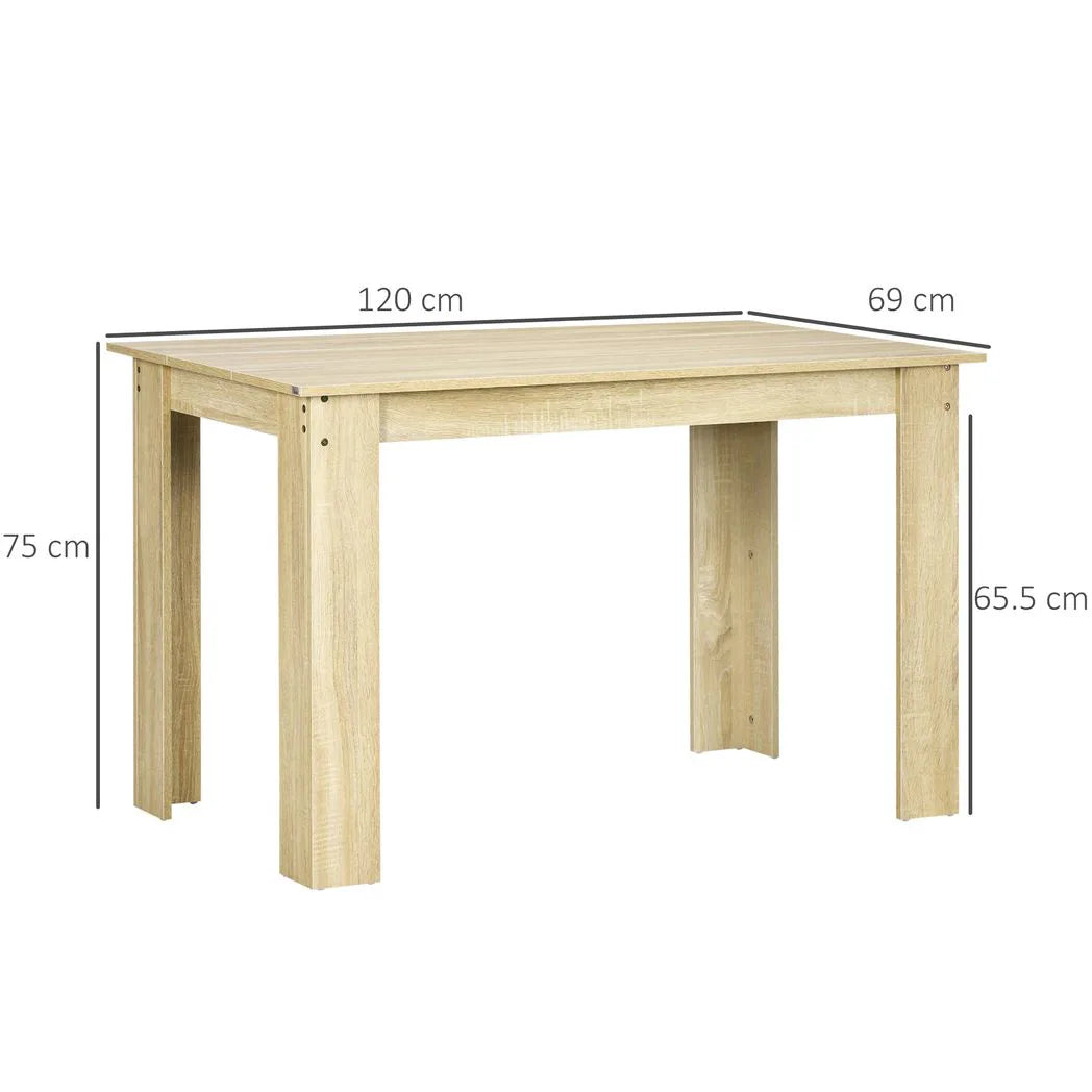 HOMCOM Dining Table for 4-6 People with Wood-Effect Melamine Top – Compact Kitchen Table, Oak