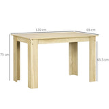 HOMCOM Dining Table for 4-6 People with Wood-Effect Melamine Top – Compact Kitchen Table, Oak