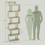 HOMCOM S-Shaped 6-Tier Bookshelf with Anti-Tip Strap – Freestanding Open Display Shelves for Living Room, Light Green
