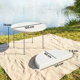 Outsunny 4ft Folding Picnic Table with Metal Frame & Non-Slip Foot Pads – Camping & Garden Table, 100kg Load, White