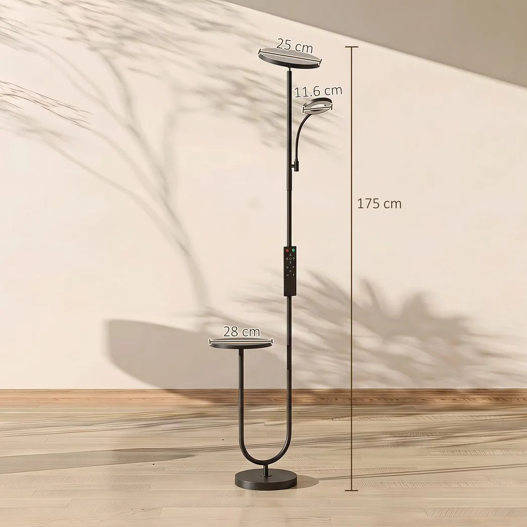 HOMCOM Uplighter Floor Lamp with Table and Reading Light