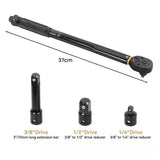 3/8" Drive Click Torque Wrench Set, 13.6–108.5Nm – with 1/4" & 1/2" Adapters, Extension Bar & Case