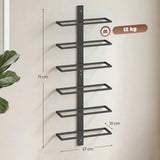HOMCOM Wall Mounted 6-Tier Wine Rack – Metal Bottle Display Holder for Kitchen, Black