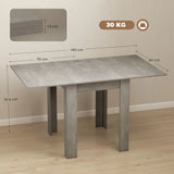 HOMCOM Folding Dining Table for 4-6 – Extendable Drop Leaf Kitchen Table for Small Spaces, Grey