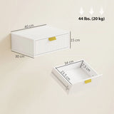 HOMCOM Floating Bedside Tables, Set of 2 Wall Mounted Nightstands with Wave Drawer, White