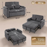 HOMCOM 2 Seater Sofa Bed with 5-Position Backrest, Storage Armrest and Cup Holders – Corduroy Sleeper, Dark Grey
