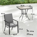 Outsunny 5 Piece Garden Dining Set for 4 – Square Table with Stackable Cushioned Armchairs