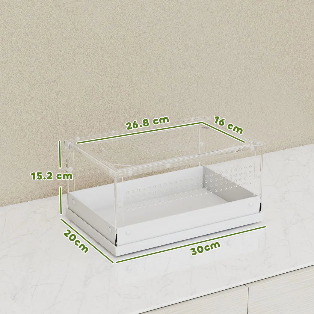 PawHut Acrylic Reptile Terrarium with Top Sliding Door and Vents – Habitat for Snakes, Frogs and Geckos