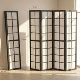 HOMCOM 4 Panel Folding Room Divider with Pine Wood Frame – Freestanding Privacy Screen for Living Room & Bedroom, Black