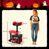 PawHut Gothic Halloween Cat Tree – 83cm Cat Tower with Sisal Scratching Posts, Condo, Coffin Platform, Bed and Spider Toy