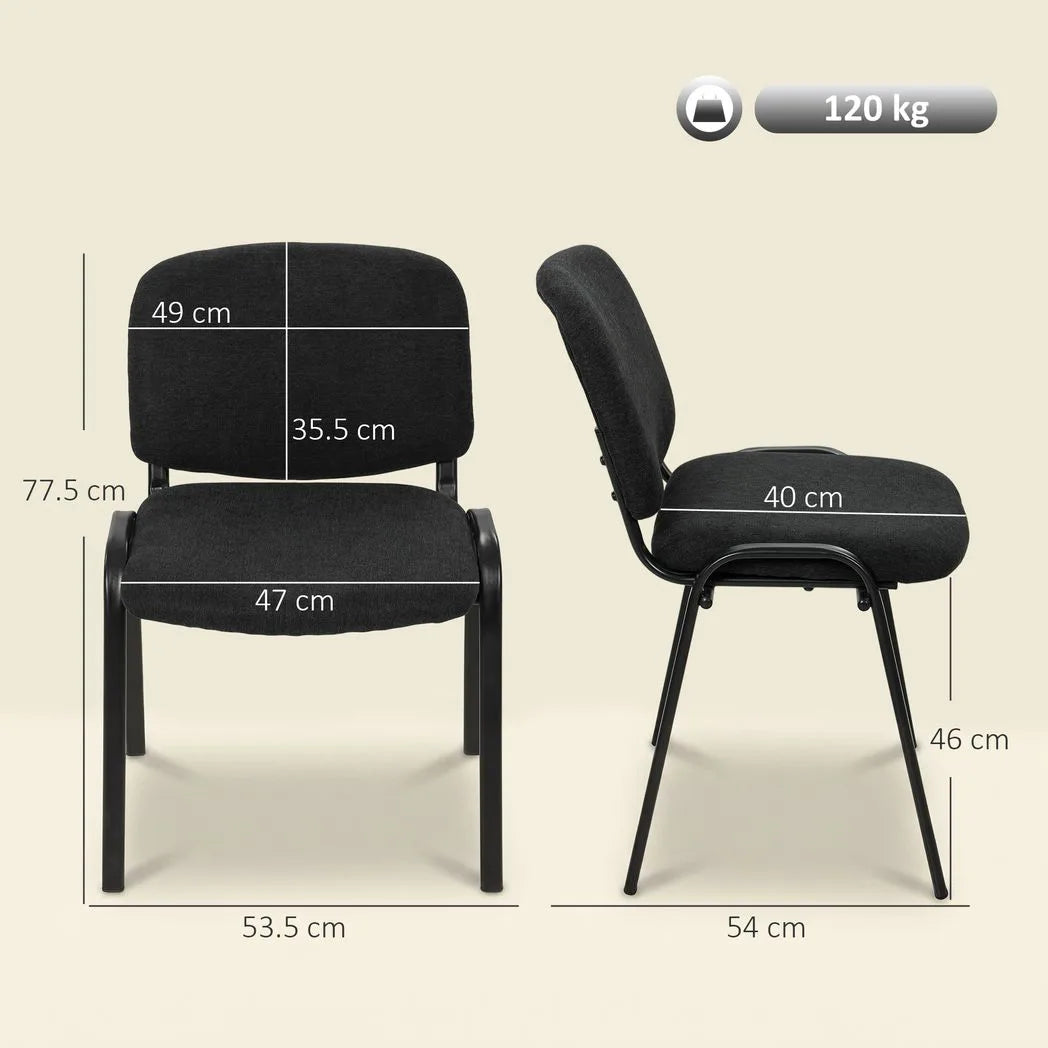 HOMCOM Stackable Meeting Chair with Padded Seat and Curved Backrest – Conference Room Office Chair, Black